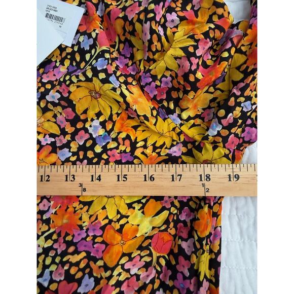 Rebecca Vallance Dress Womens 10 Black Multi Arles Midi Floral Pearl Buttons - Picture 7 of 12